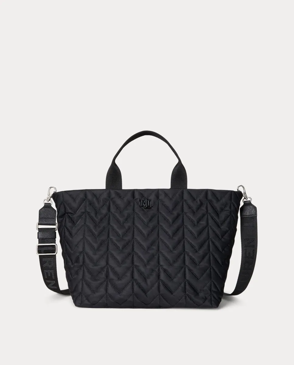 

Большая женская стеганая сумка-тоут Stevie из нейлона Lauren, черный