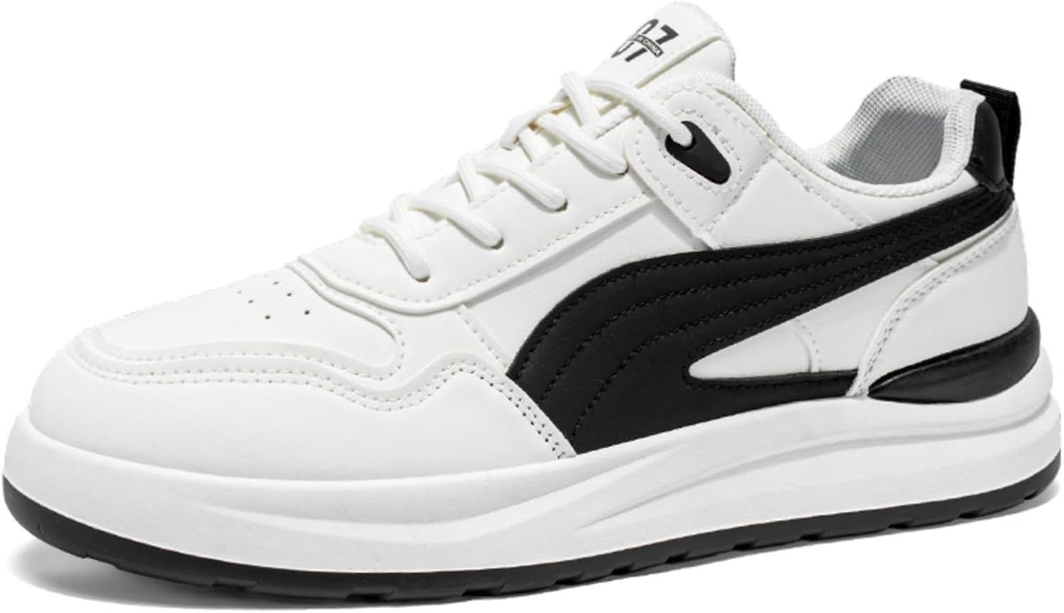 

Мужские модные кожаные кроссовки на высокой подошве с круглым носком, шнуровкой, низкие, повседневные, удобные, легкие, противоскользящие, для ходьбы, ежедневных поездок на работу, бега, вождения, путешествий и занятий в спортзале Yrzhgdl, белый