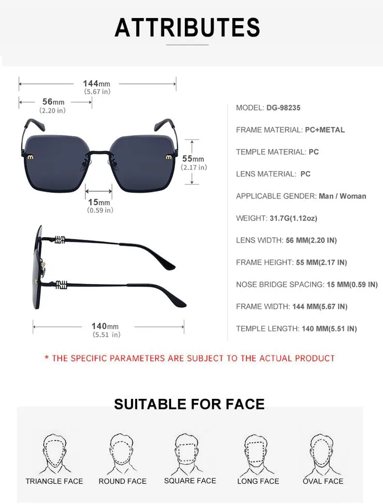 

Женские солнцезащитные очки без оправы с острыми краями — современный европейский и американский дизайн, подходят для активного отдыха на природе Gksbnck, C3