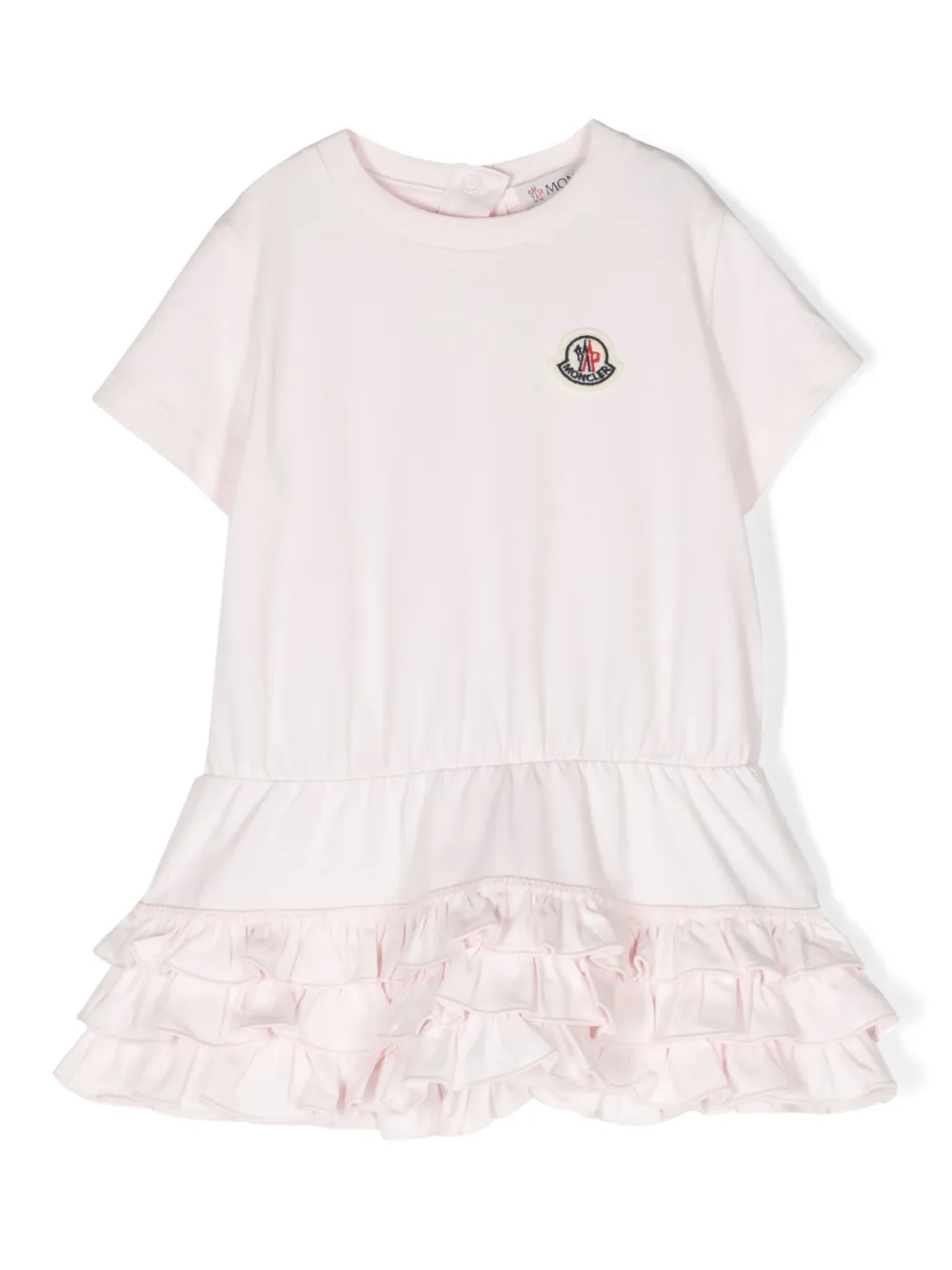 

Платье с оборками и нашивкой-логотипом Moncler Enfant, розовый