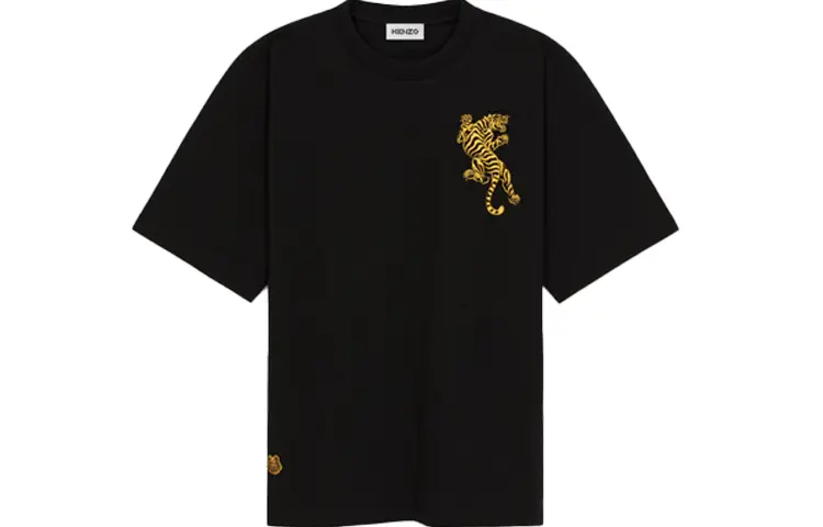 

Футболка мужская Kenzo с мини принтом тигра, черный / желтый