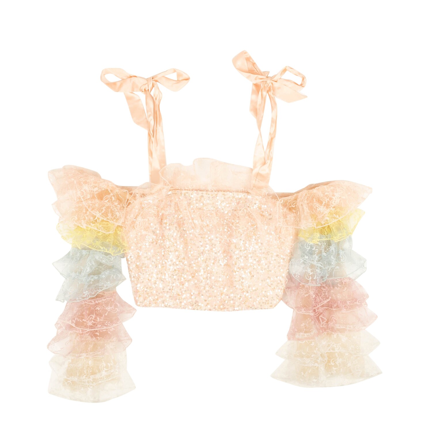 

Укороченный топ Rodarte с открытыми плечами - персиковый, мультиколор