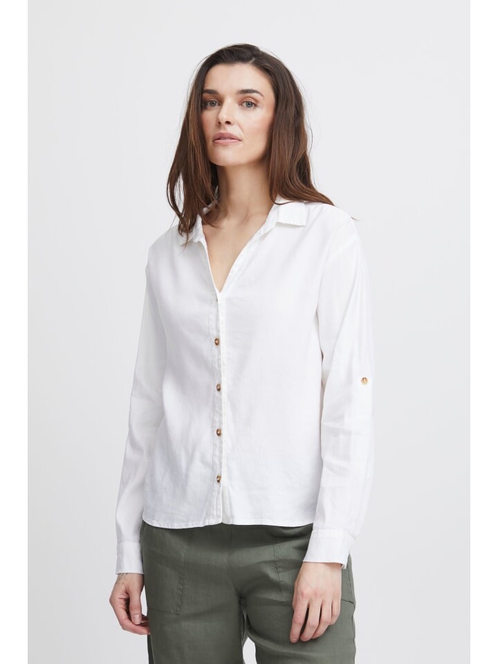 

Блуза PULZ Jeans Shirtbluse PZLUCA Shirt 50208022 Shirt aus Leinenmix, белый