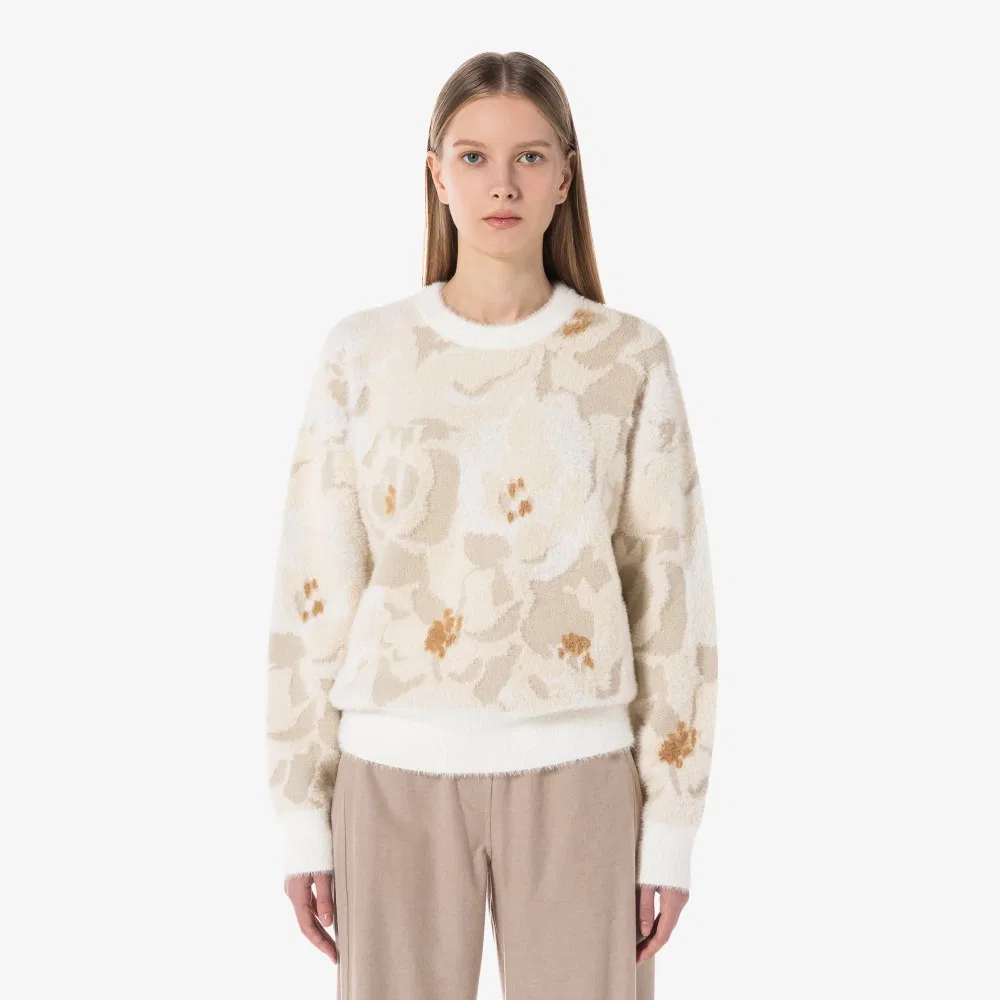 Свитер женский Lacoste с цветочным узором, айвори