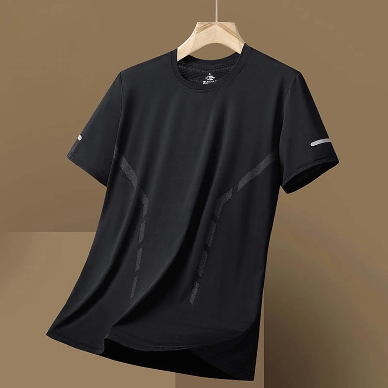 Мужская футболка с круглым вырезом, свободный крой, черный, 1-black — фото 3