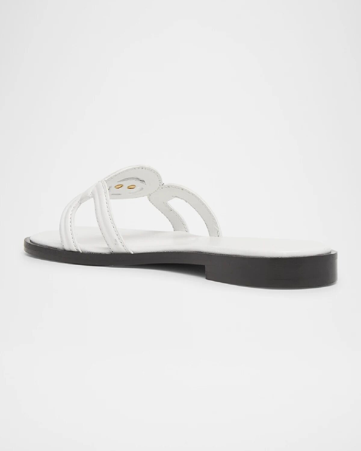 Кожаные шлепанцы на плоской подошве с декором Medusa Versace, цвет Porcelain White — фото 3