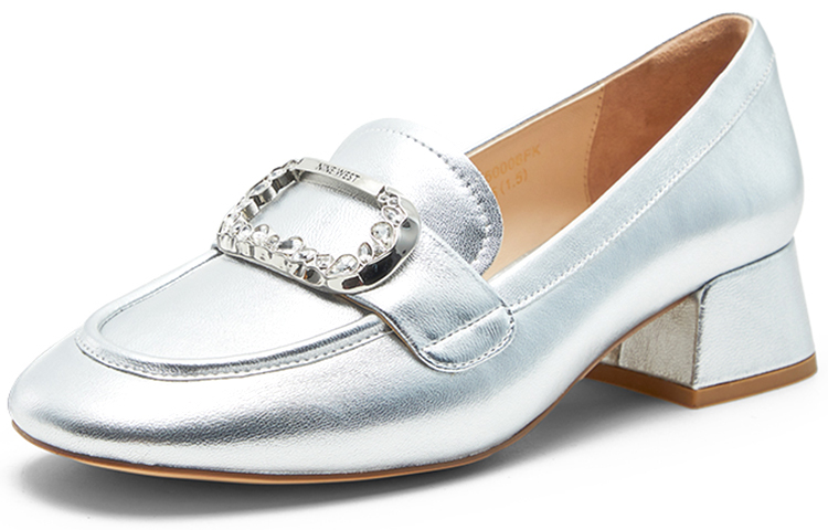 Туфли на платформе с массивным каблуком 4 см серебряные NINE WEST — фото 4