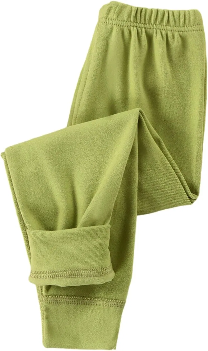 Детские леггинсы с начёсом, широкие штанины, Green