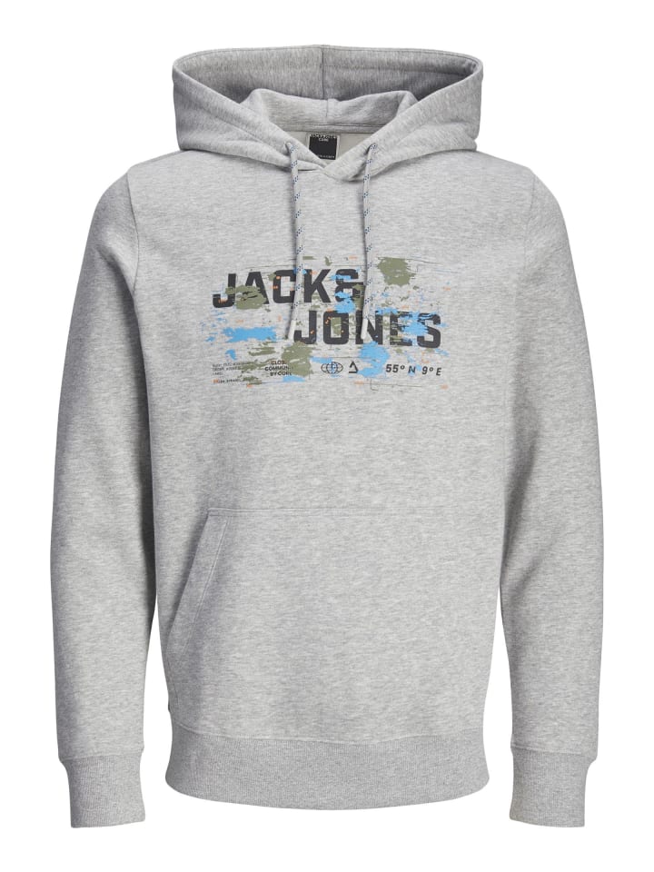 

Толстовка с капюшоном Jack & Jones, светло-серый меланж