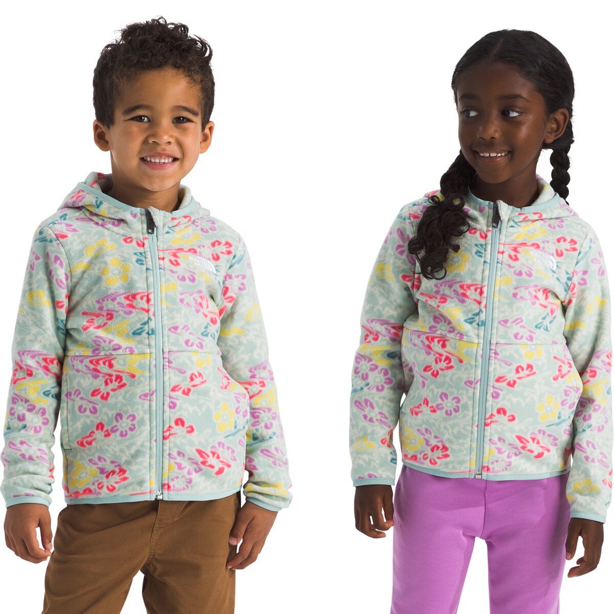

Глухая флисовая толстовка с молнией - для малышей The North Face, цвет muted pine folk floral tossed print