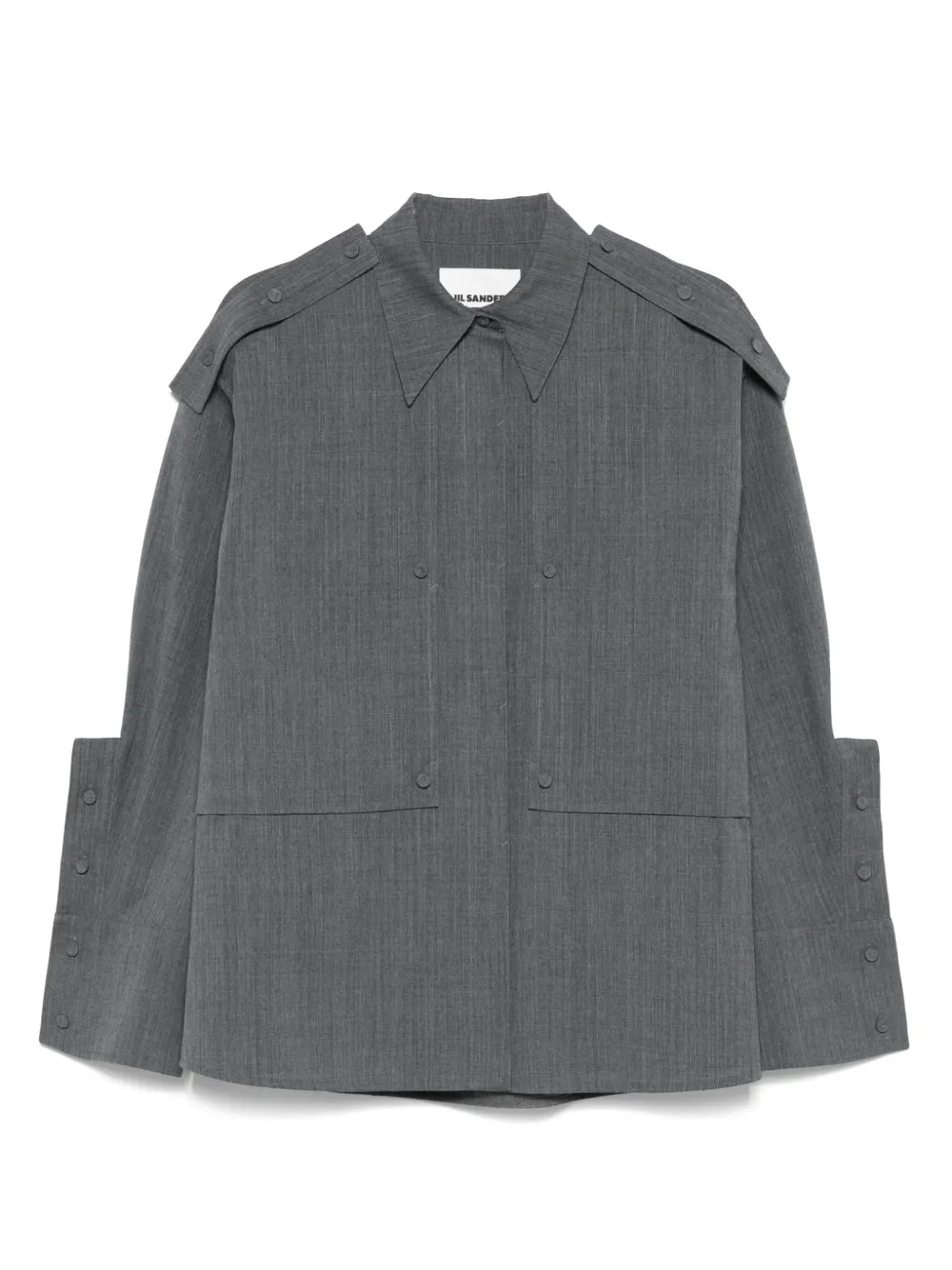 

Рубашка с макси-манжетами JIL SANDER, серый