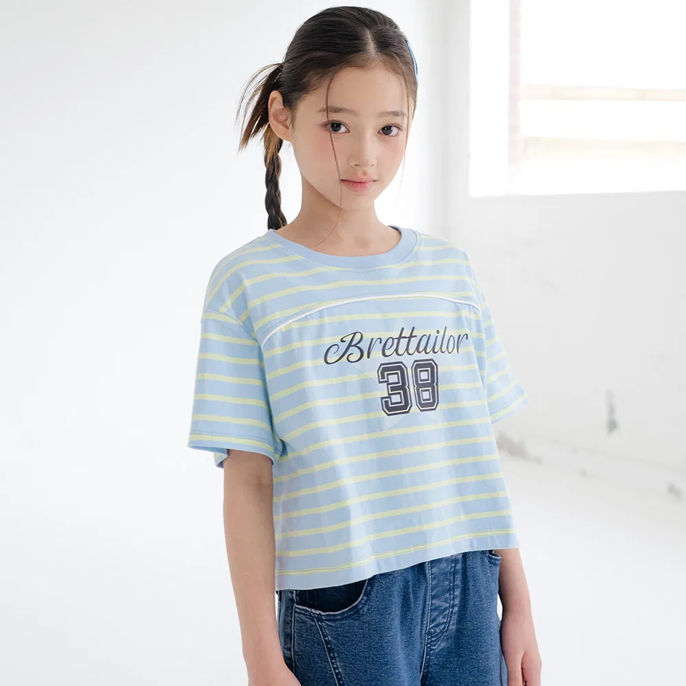 Детская футболка Aqua Blue College Semi-Crop от Brettailor — фото 3