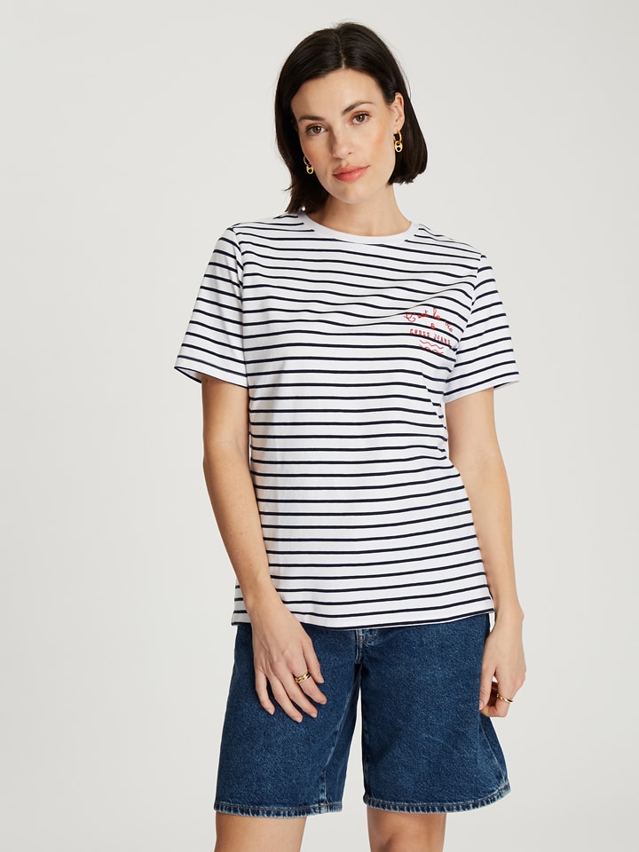 

Cross Jeans Футболка бело-черного цвета, Черный, Cross Jeans Футболка бело-черного цвета