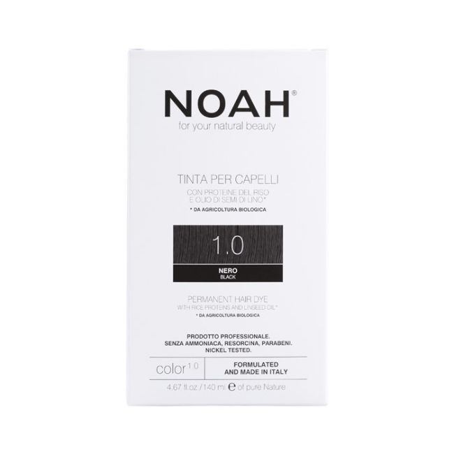 

Стойкая краска для волос Tinta per capelli. Noah, цвет 1.0 black, 140 мл