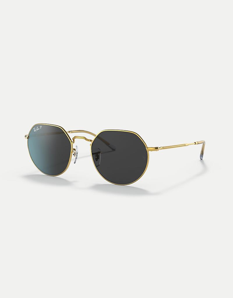 

Солнцезащитные очки Ray-Ban Jack необычной формы с поляризационными линзами Legend Gold и черными линзами