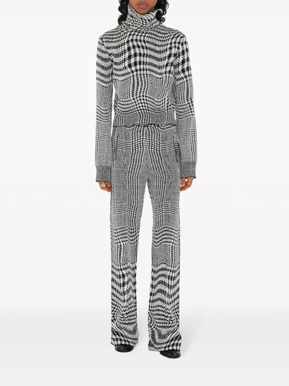 Брюки жаккардовые BURBERRY, клетка, черный — фото 2