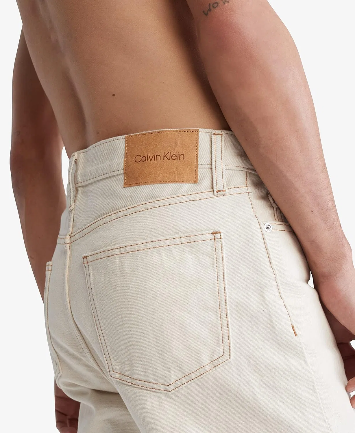 Джинсы прямого кроя Calvin Klein, натуральный сырой стирки — фото 4