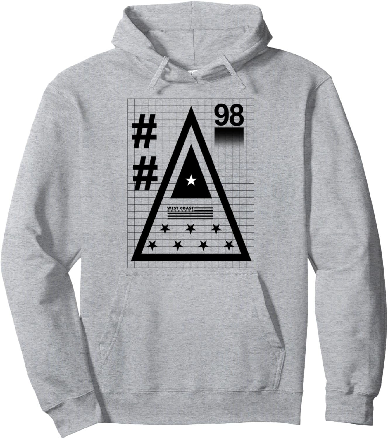 

Модная толстовка с изображением пирамиды с цифрой 98 и звездами Trendy Apparel, серый