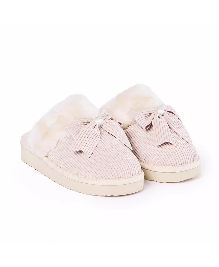 Женские тапочки с бантом и царапинами Minnetonka, коричневый/бежевый — фото 4