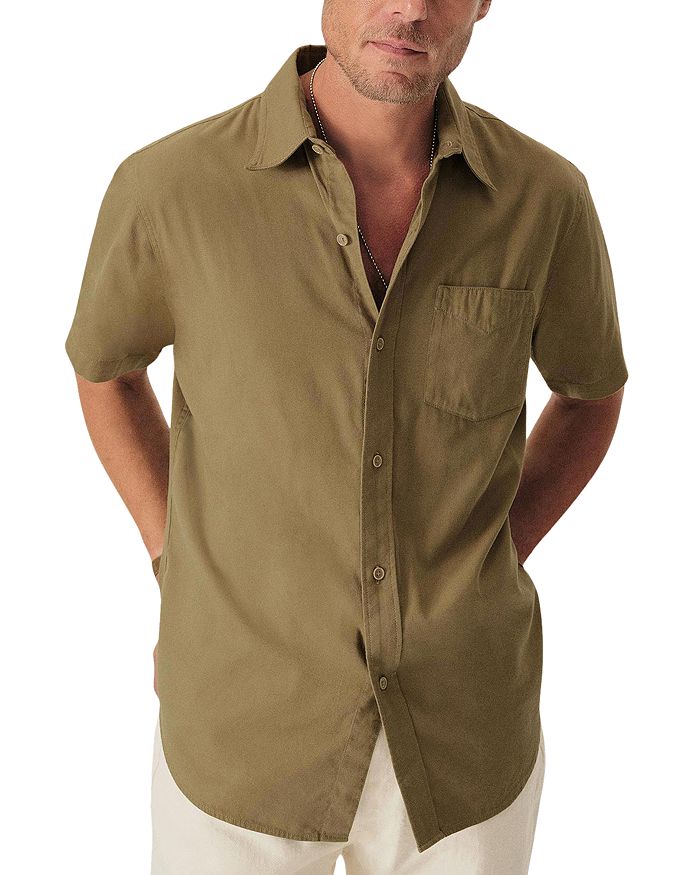 

Драпированная рубашка с коротким рукавом Regular Fit из твила Buck Mason, коричневый/бежевый