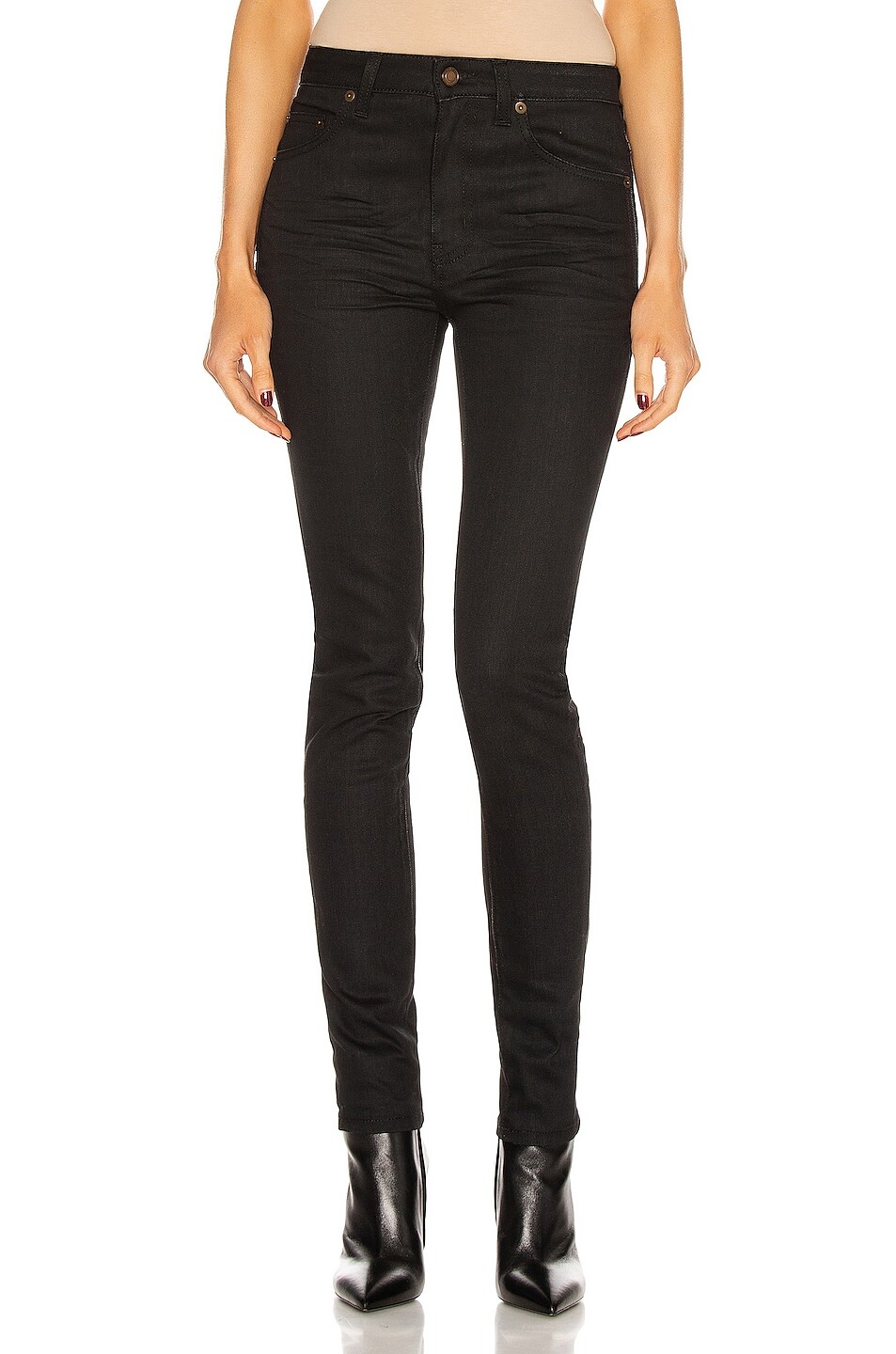 

Джинсы скинни со средней талией Saint Laurent, цвет Used Black