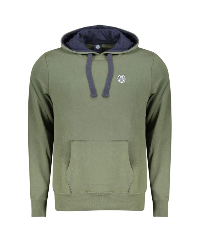 

Зеленая толстовка с капюшоном и нашитым логотипом. North Sails, зеленый