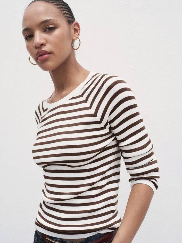 

Джемпер Sikina из хлопковой смеси в полоску Mango, Natural/Multi