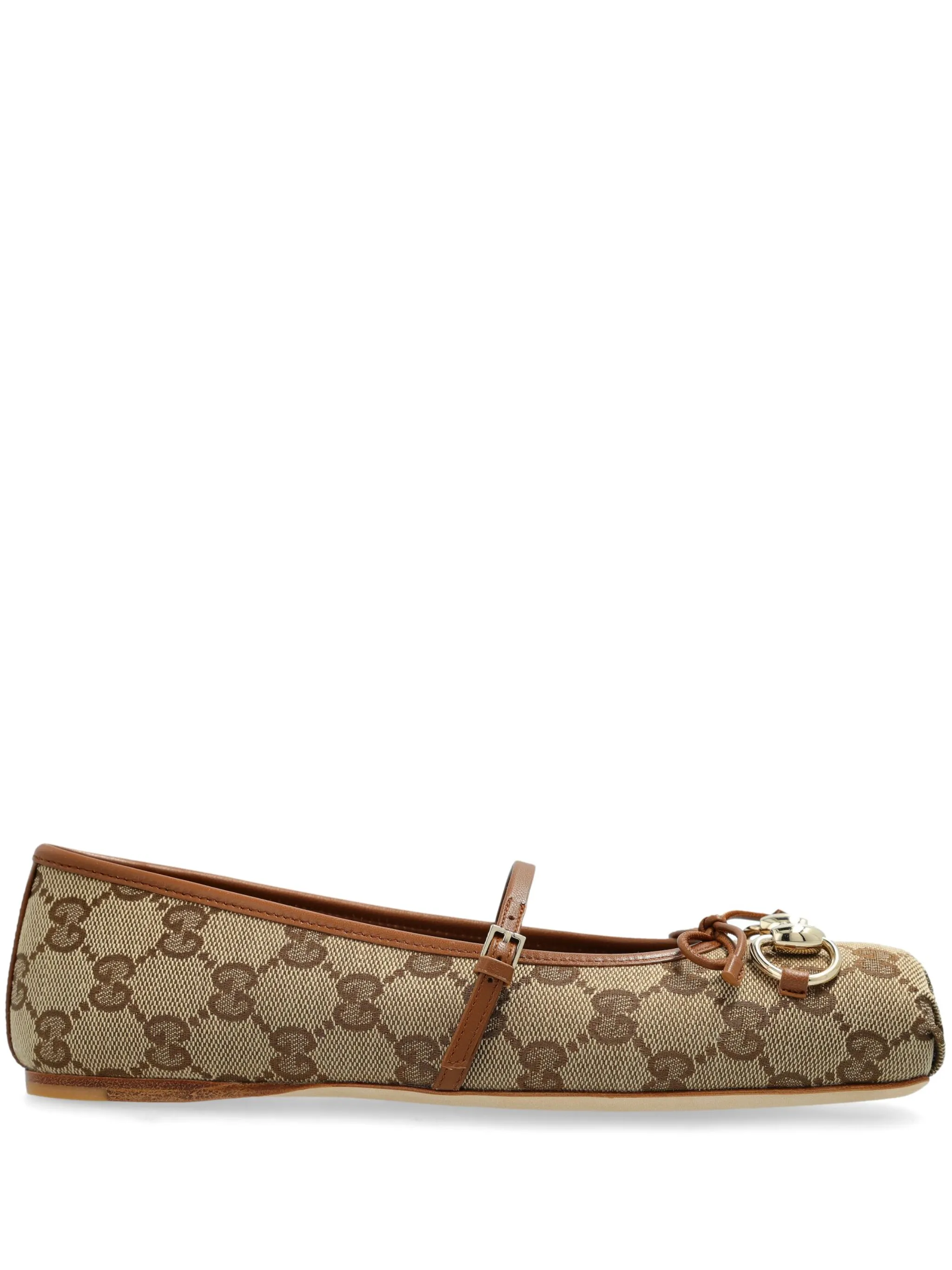 Туфли с монограммой и логотипом Double G Gucci, бежевый
