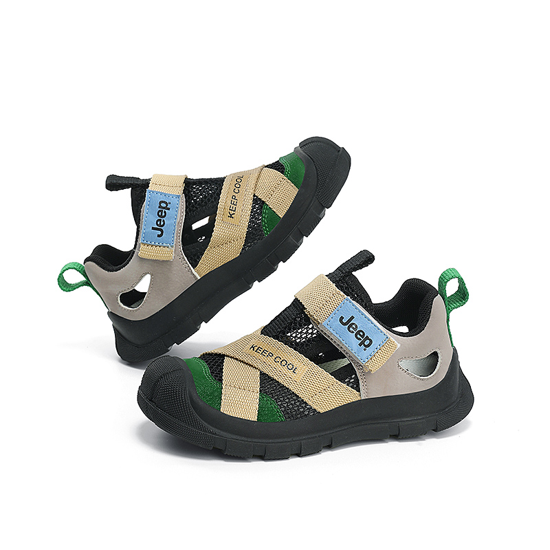 Дышащие детские сандалии для детей Jeep, черный/зеленый/хаки — фото 4