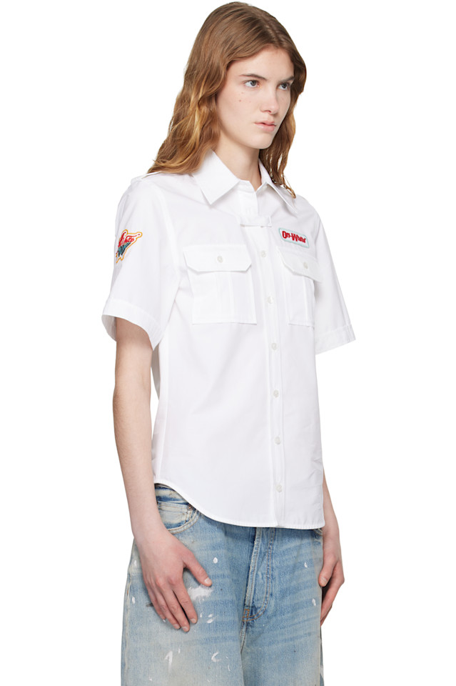 Рубашка популин с коротким рукавом, приталенного кроя Off-White, белый — фото 2
