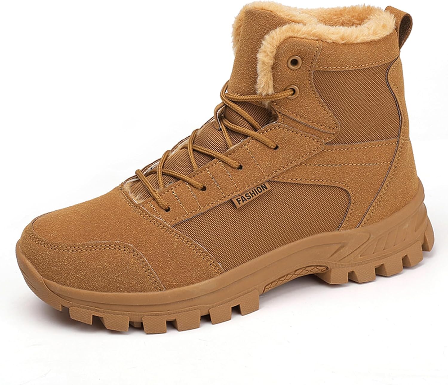 

Зимние мужские ботинки для снега со шнуровкой, противоскользящие, теплые и удобные, с плюшевой подкладкой, для улицы, на щиколотку Generic, хаки