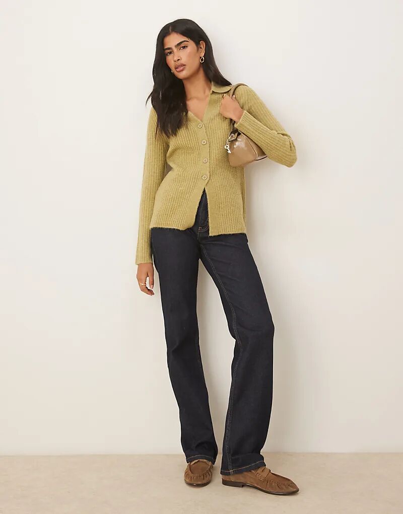 

Удлиненная трикотажная рубашка ASOS DESIGN фисташкового цвета