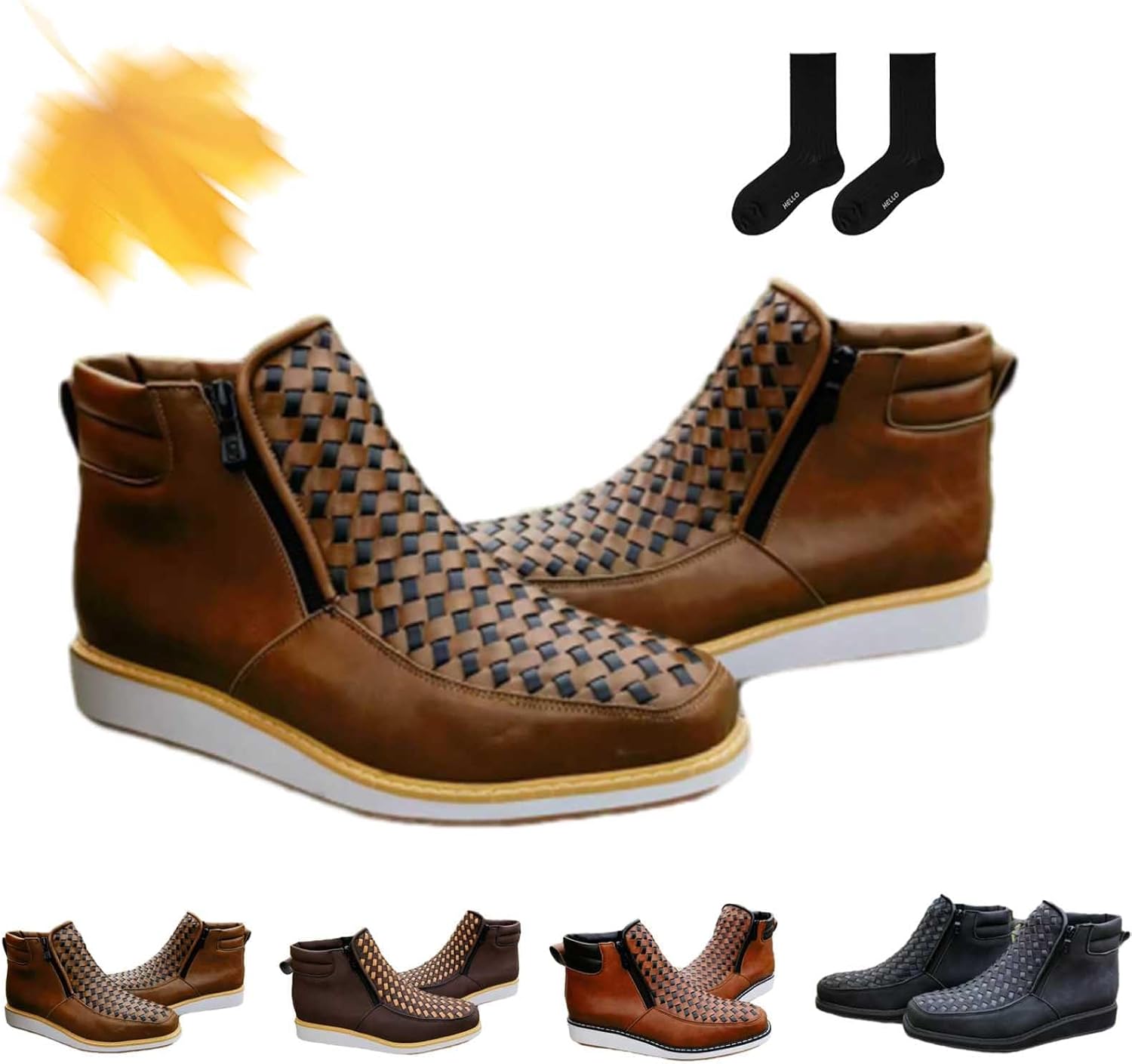 

Ковбойские сапоги ручной работы, ковбойские сапоги с квадратным носком для мужчин, кожаные туфли для мужчин с двойной боковой молнией Generic, хаки