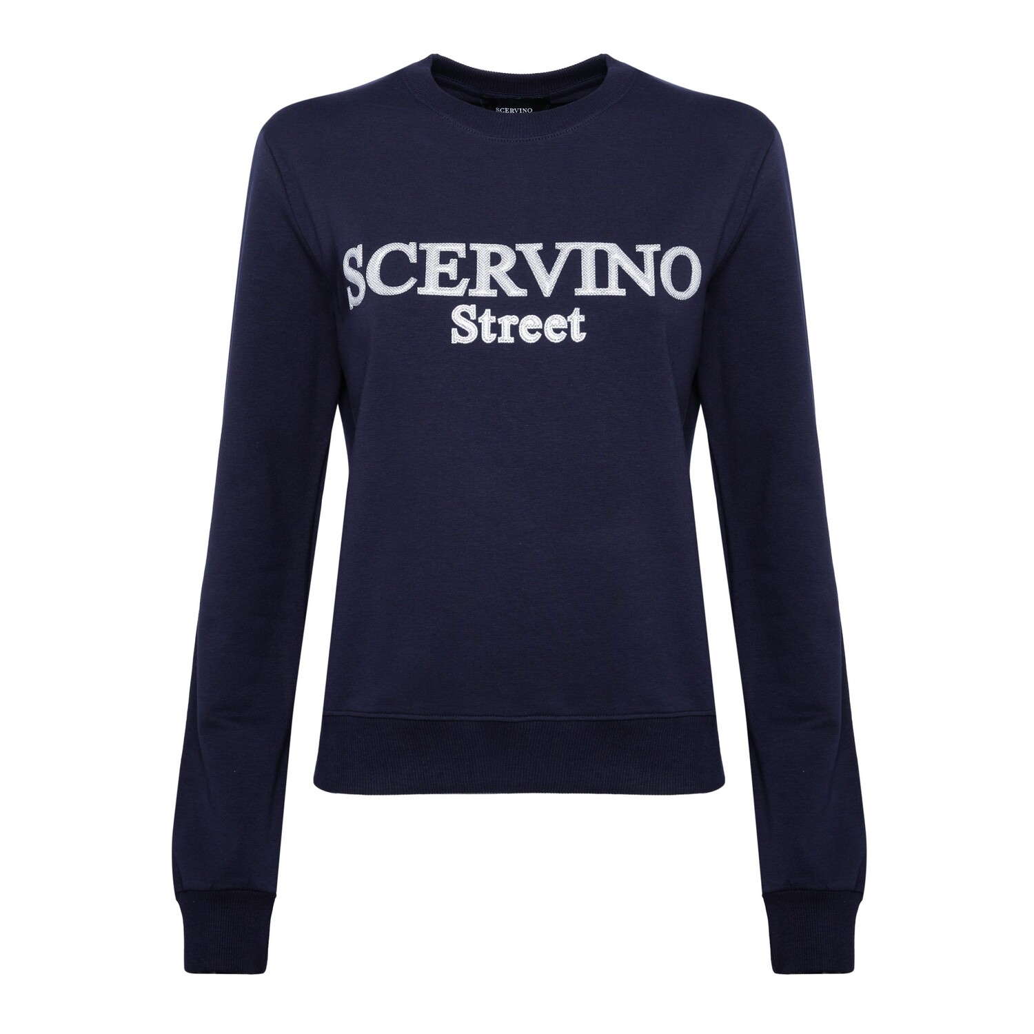 

Синий хлопковый женский свитер Ermanno Scervino