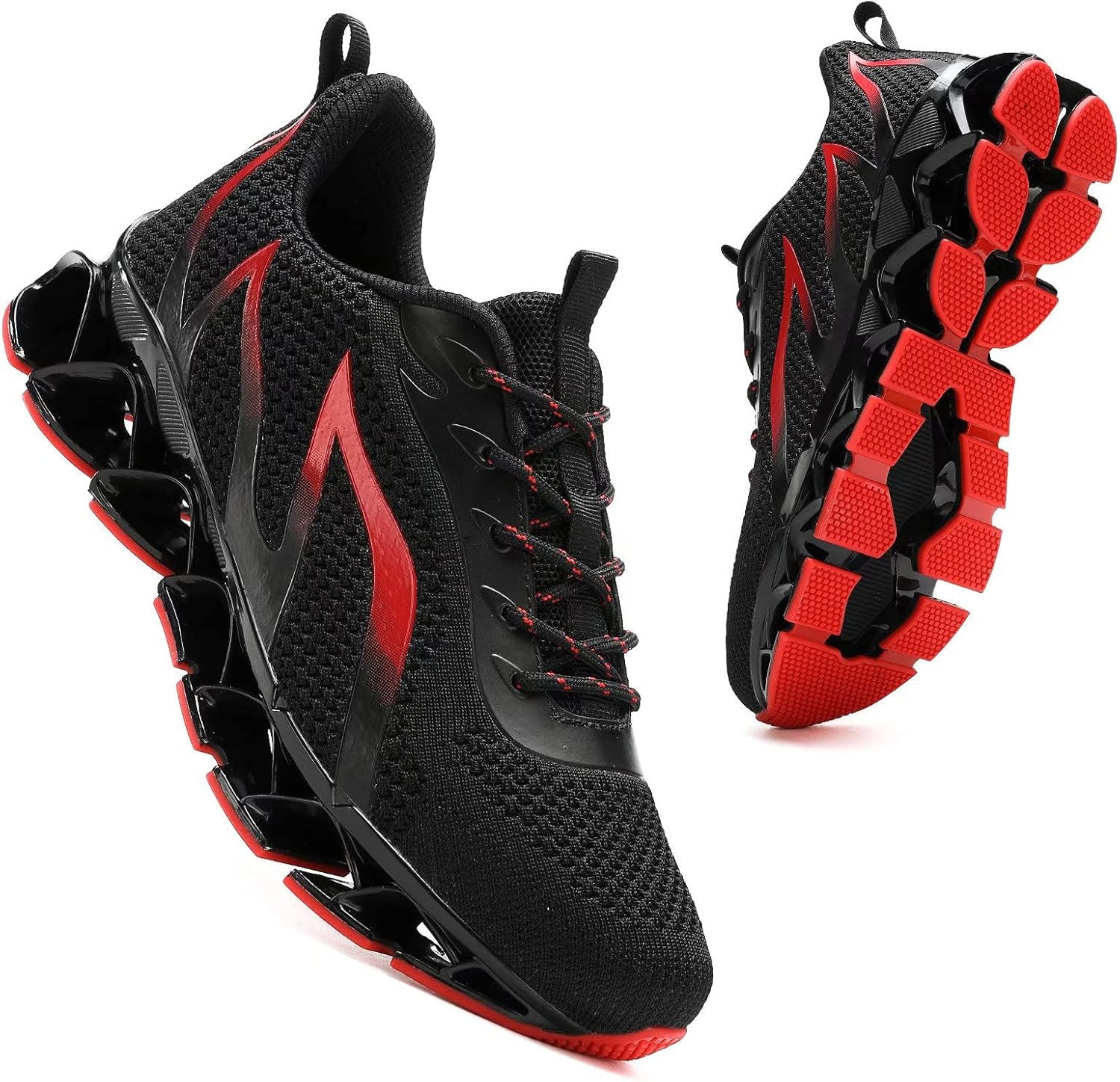 

Мужские кроссовки для бега, тенниса, прогулок, повседневные, удобные, модные, противоскользящие, для работы и спорта, спортивная обувь Kundork, черный/красный