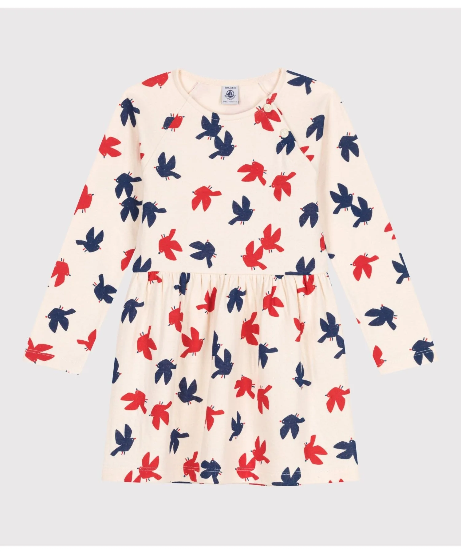 Детское платье длинное с птичками PETIT BATEAU One Piece белое — фото 4