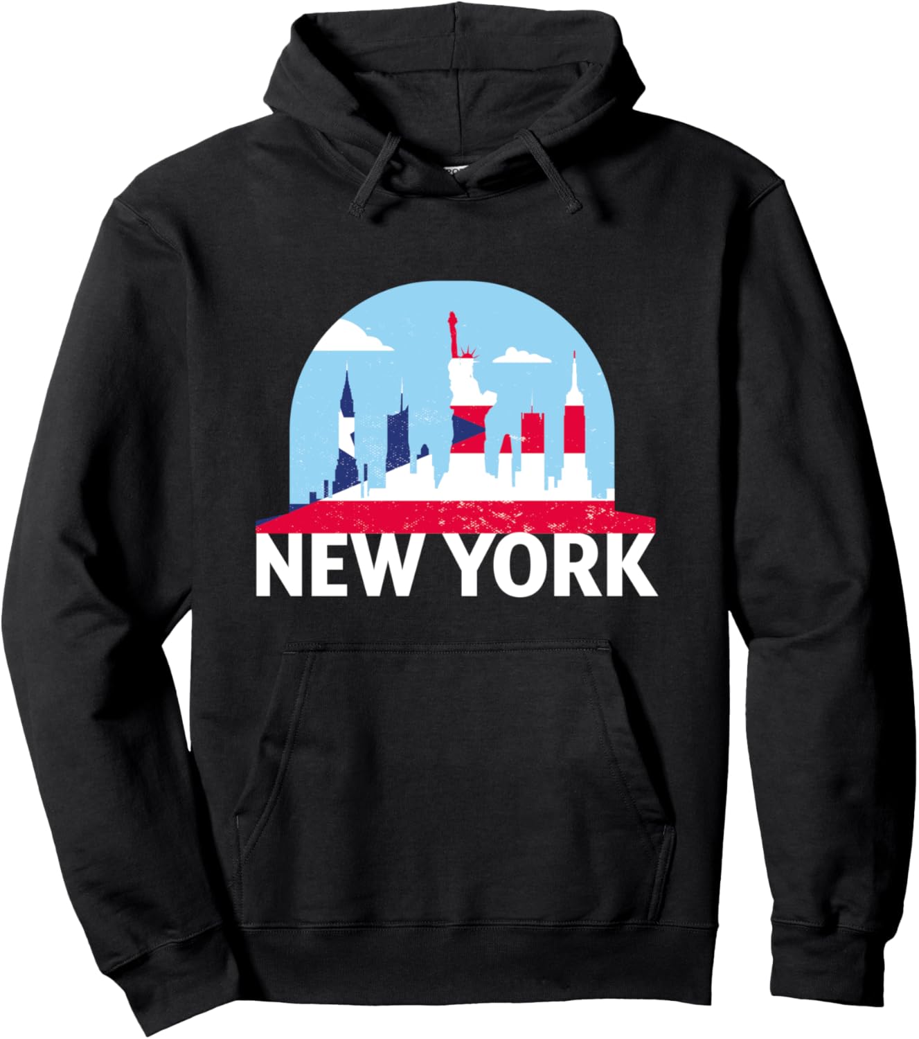 

Худи с силуэтом небоскребов Нью-Йорка, Пуэрто-Рико, США Us United States City Skylines Silhouette Outline, черный