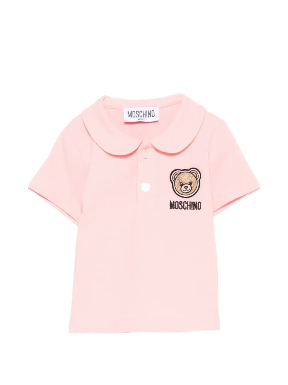 Рубашка-поло с вышивкой "плюшевый мишка" Moschino Kids, розовый