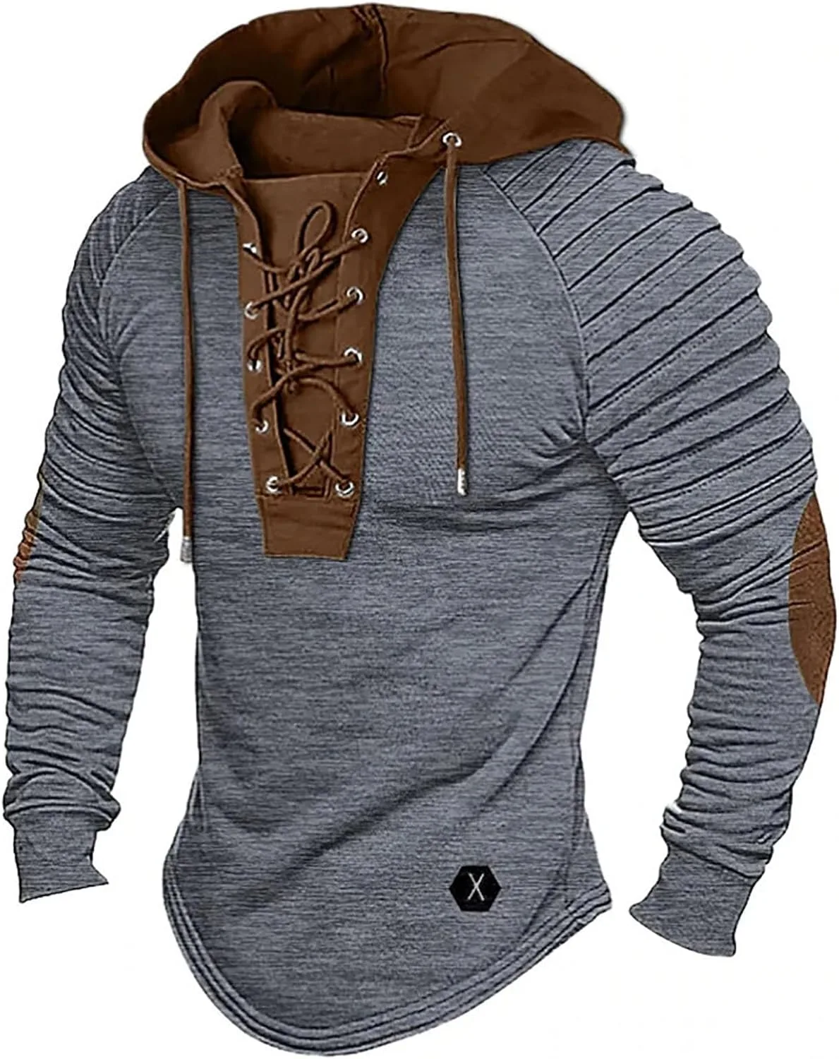 

Мужская худи с капюшоном на шнурке, длинный рукав, slim fit