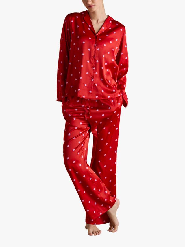 

Пижамный комплект с пуговицами из сатина в горошек Joules, Red