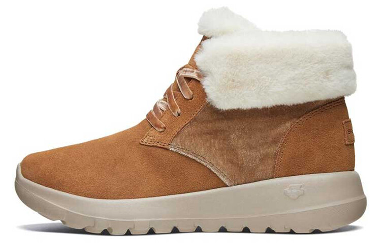 Женские ботинки Skechers зимние с мехом, коричневый