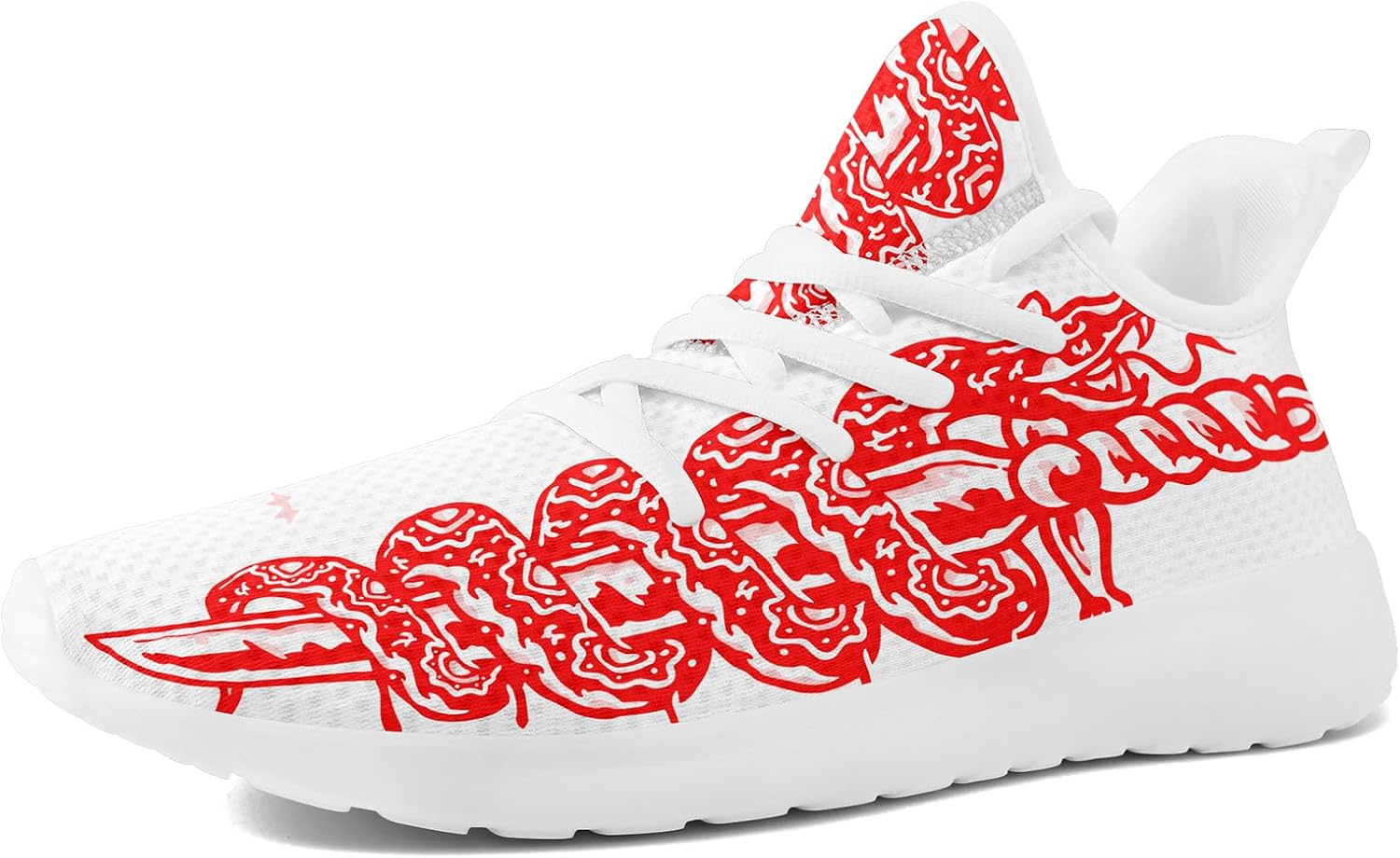 

Мужские кроссовки с принтом змея и цветами - легкие дышащие беговые обувь, стильные спортивные повседневные кроссовки для ходьбы Coolcustomize, белый