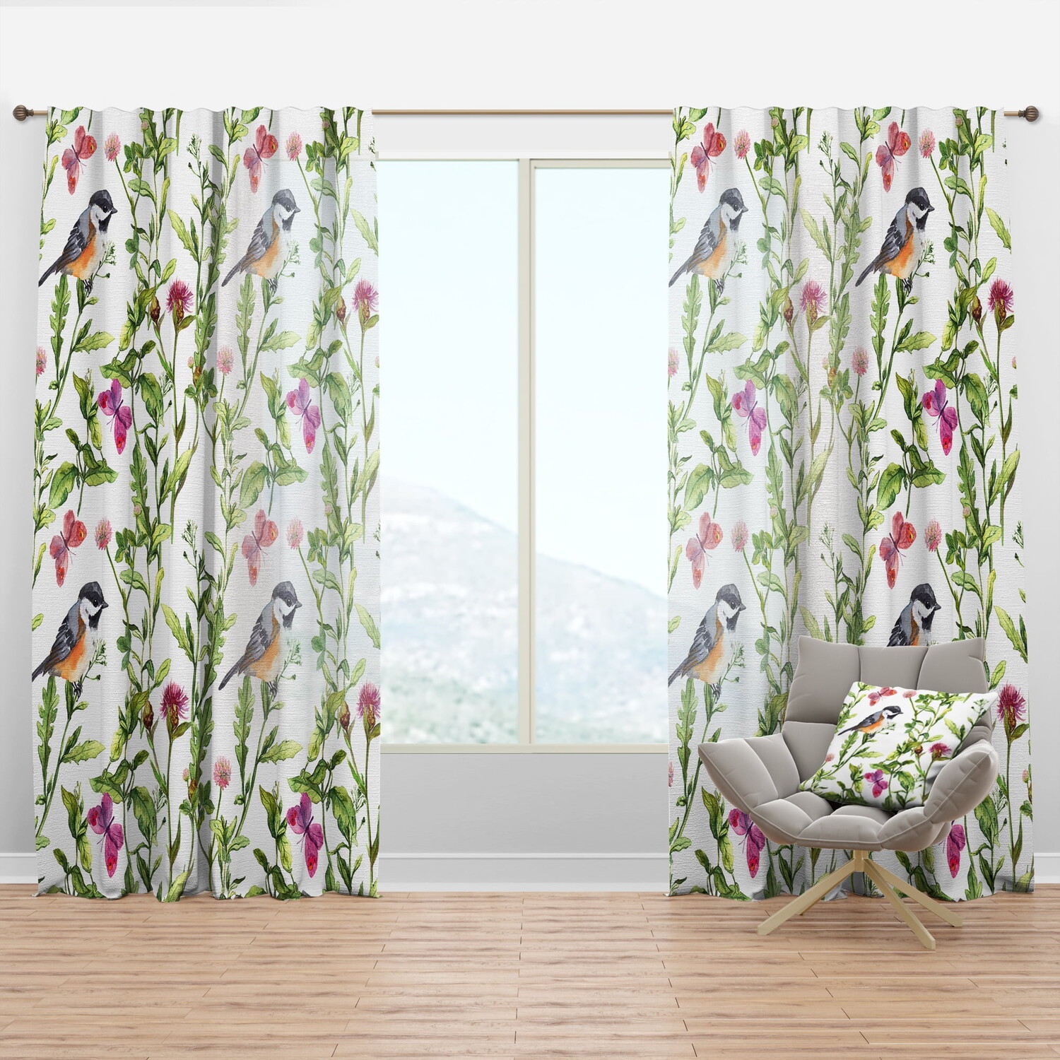 

Панно для штор Designart, зеленый / белый