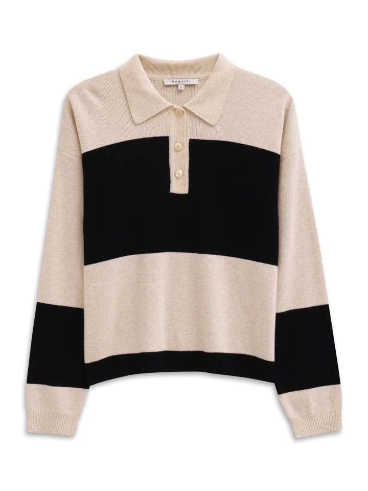 

Bugatti Вязаная рубашка-поло с длинными рукавами, размер 50, бежевая