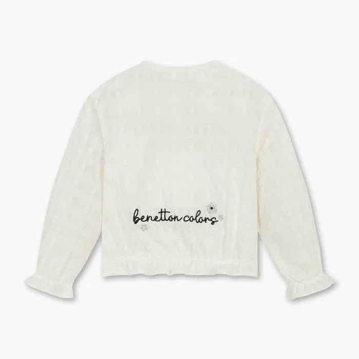 Детский кардиган с цветочным узором, цвет айвори, от Benetton Kids — фото 3