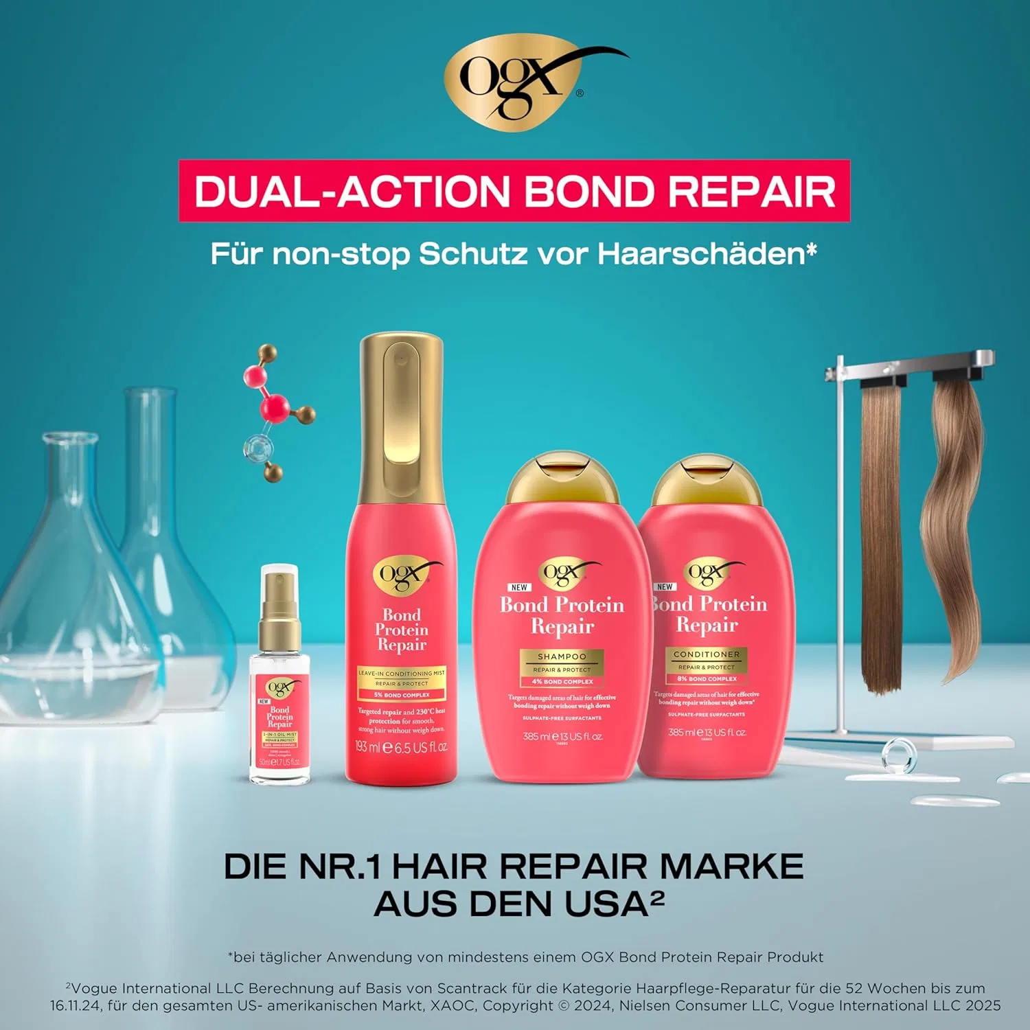 Несмываемый кондиционер-спрей для восстановления и термозащиты «Repair and Protect Bond Protein Repair» от OGX — фото 4