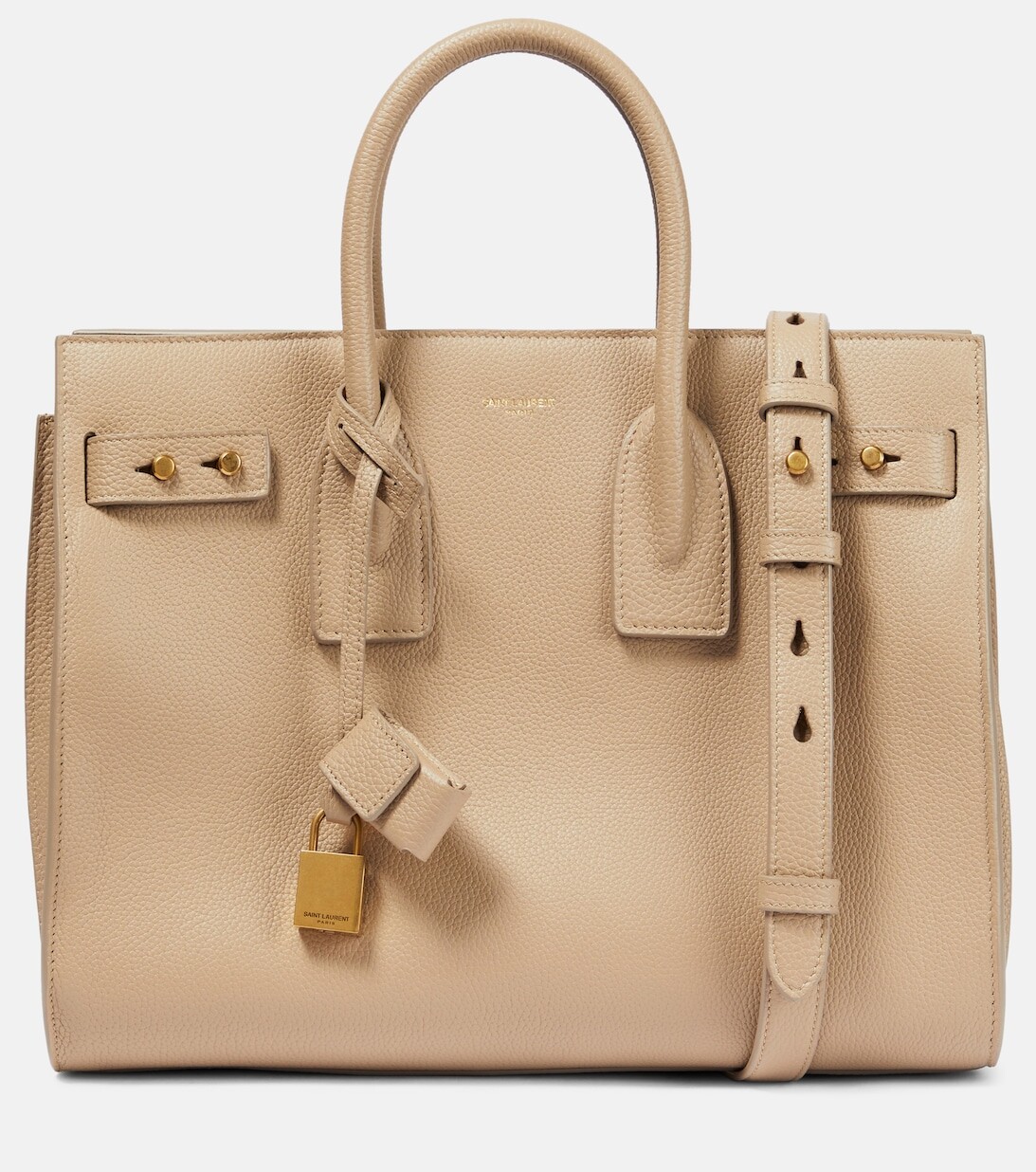 

Sac De Jour Маленькая сумка-тоут из кожи Saint Laurent, бежевый