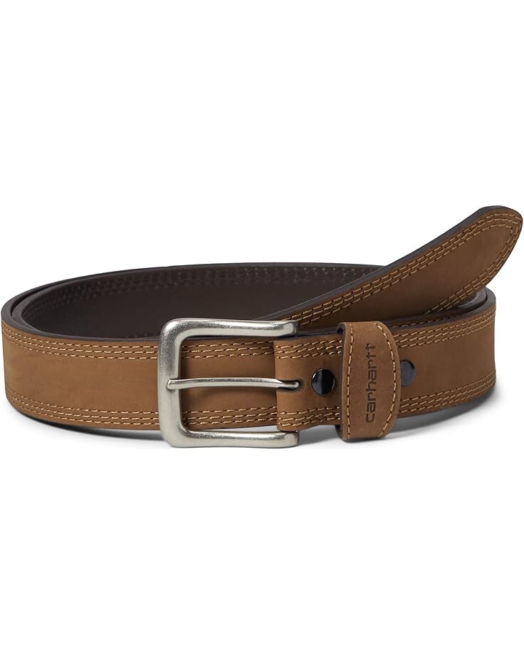 

Ремень Unisex Carhartt Big & Tall Leather Triple Stitch Belt, цвет Brown/Antique Nickel Finish