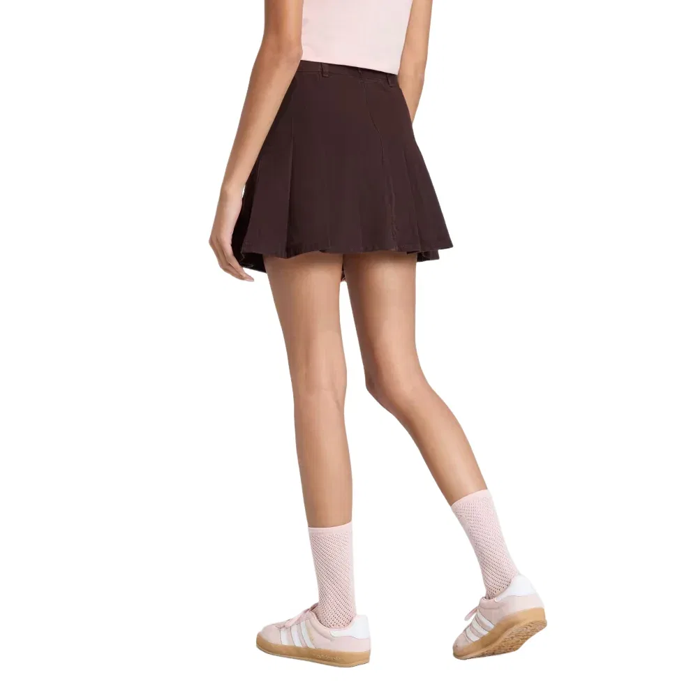 Плиссированная юбка Adidas из саржи, коричневый — фото 3