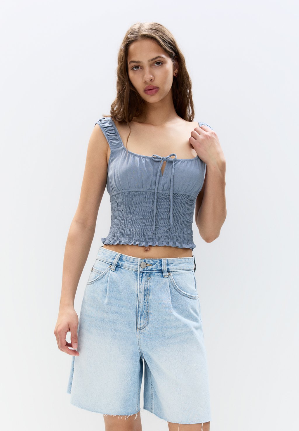 

Топ GATHERED - Blouse PULL&BEAR, синий
